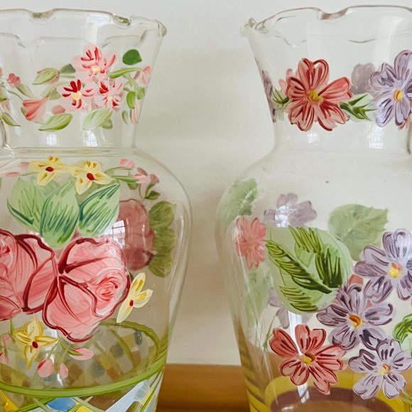 TRACEY PORTER for Waverly Pair of "Garden Room" Hand Painted Vases EUC - Picture 5 of 8